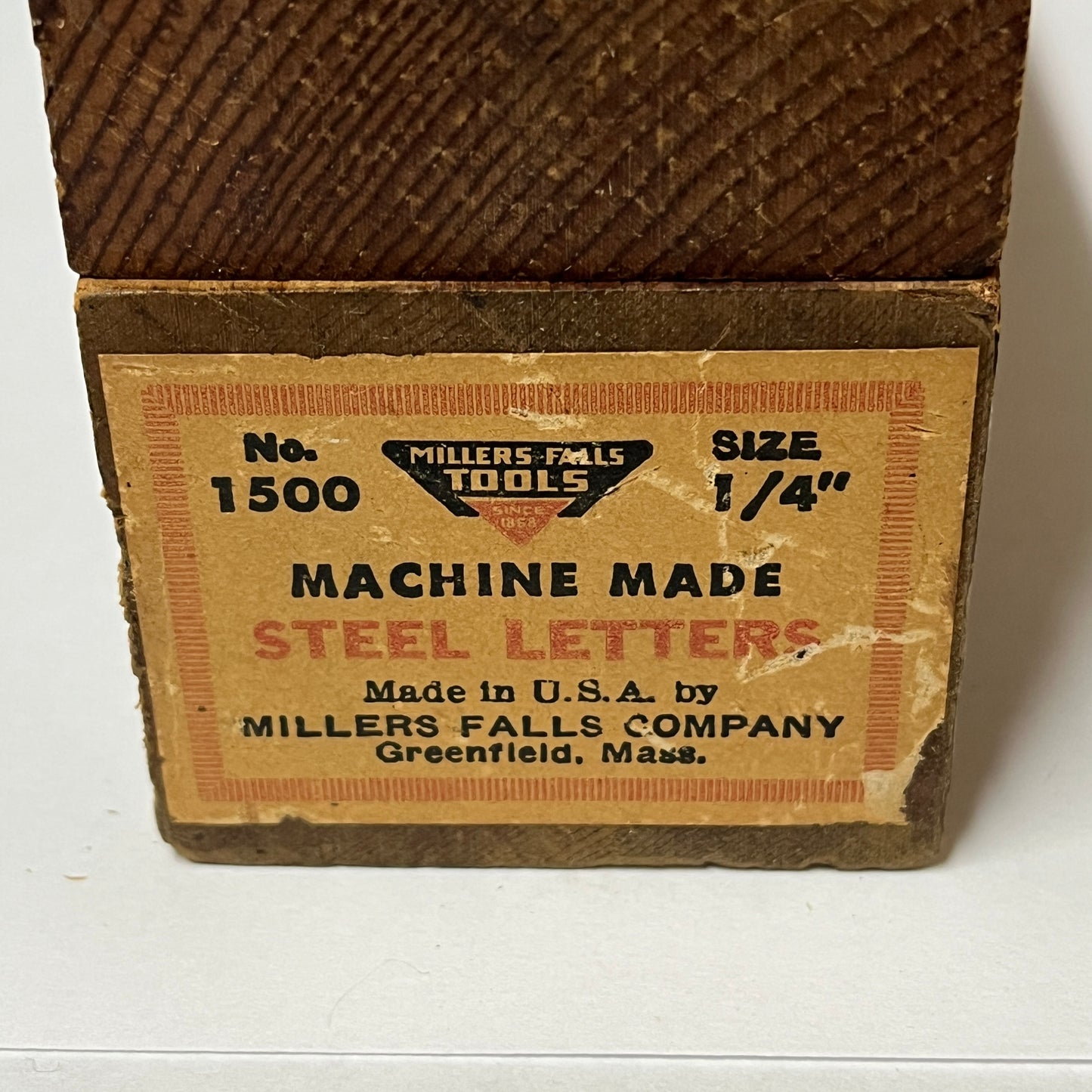 Vintage Millers Falls No. 1500 Steel Letter Punch Set – 1/4" A–Z Alphabet Stamps with Wooden Block