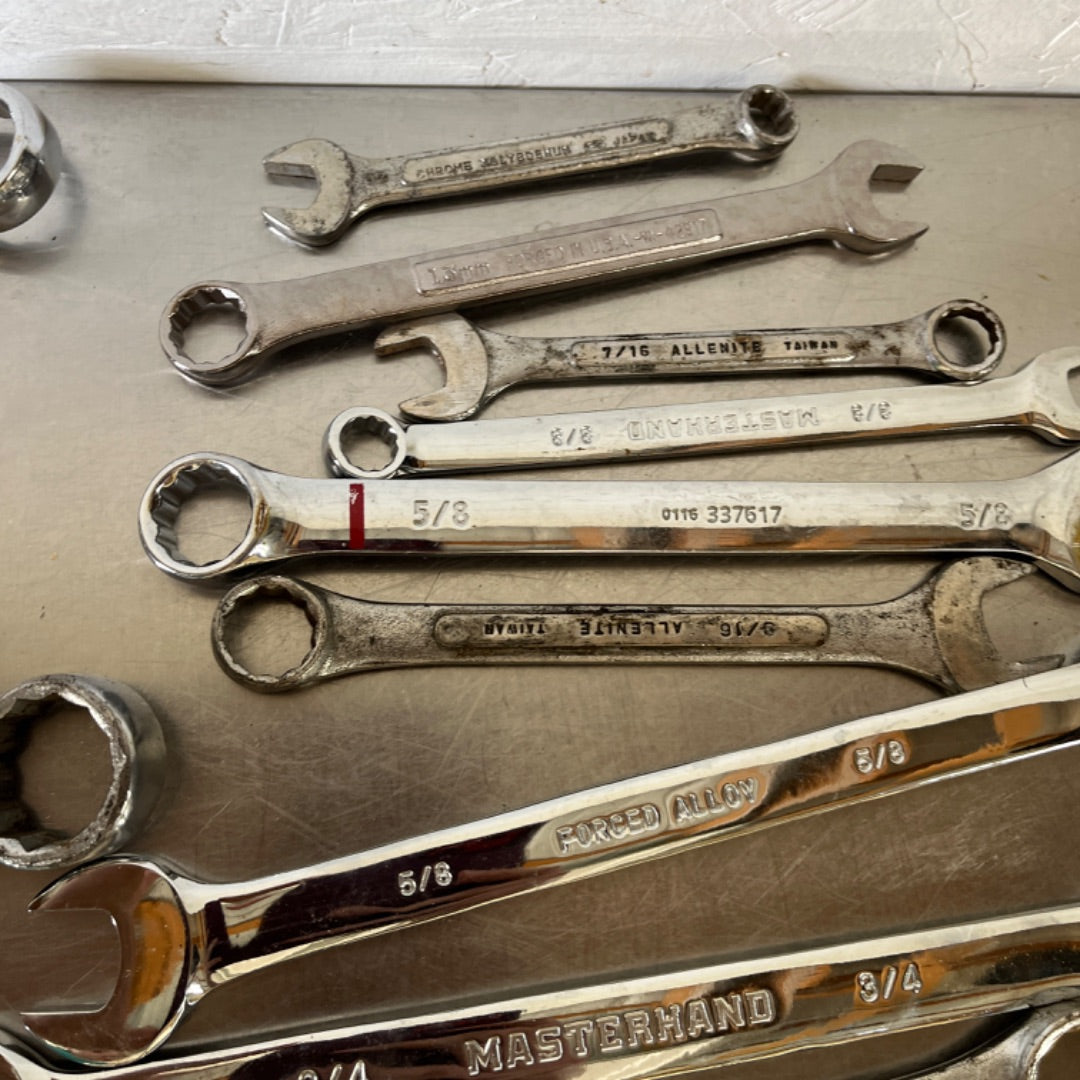 Assortment of 23 Combination Wrenches – Kobalt, Masterhand, Allenite & More
