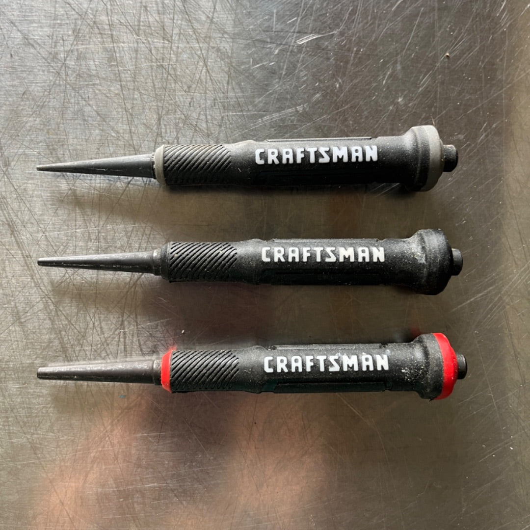 Craftsman 3-Piece Nail Punch Set – Precision Punches in 0.8 mm, 1.6 mm & 2.4 mm Sizes