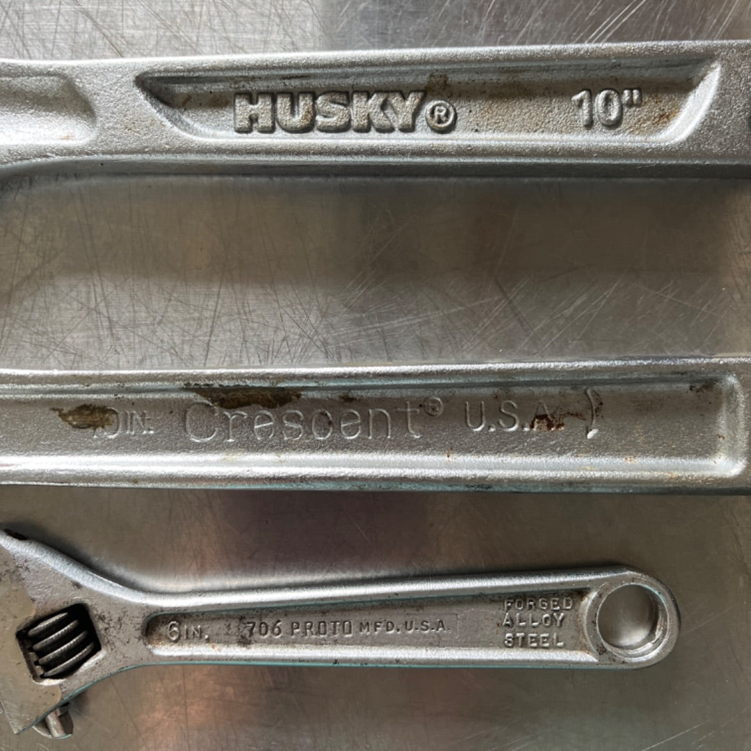4 Adjustable Wrenches Set – Proto, Crescent USA, Husky & Generic
