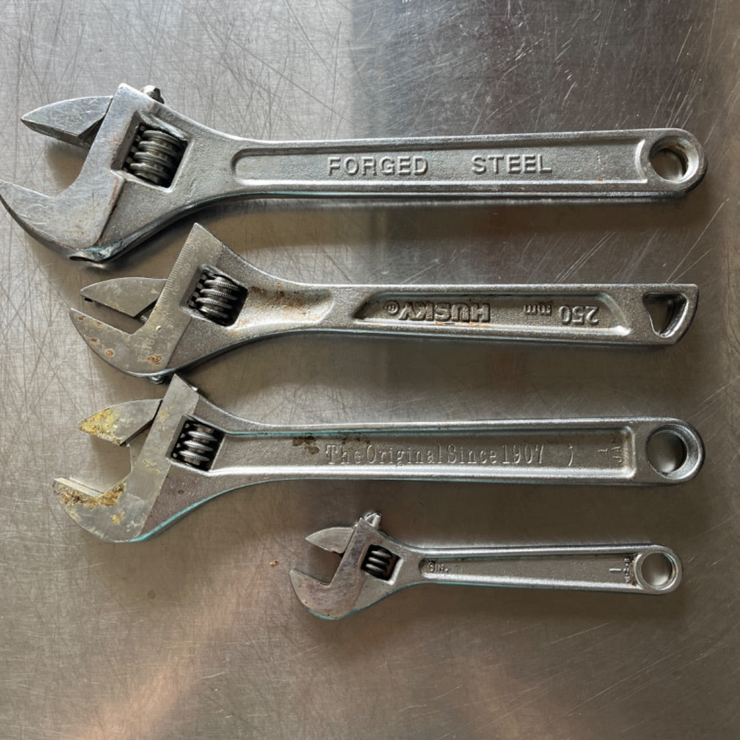 4 Adjustable Wrenches Set – Proto, Crescent USA, Husky & Generic