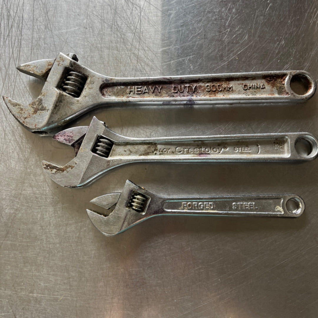 3-Piece Adjustable Wrench Set – Generic & Crescent USA (12", 10", 8")