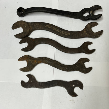 Lot of 18 Vintage Hand Tools – Open-End Wrenches, Vise Wrench, Nut & Tap Wrenches, Plus Antique Ford Model T Wrench