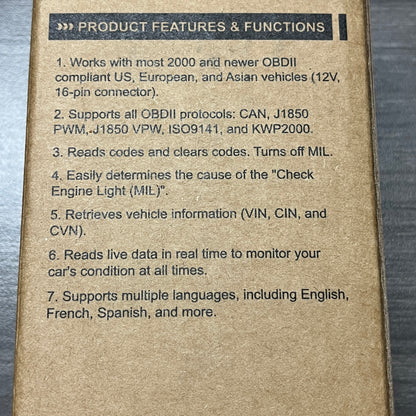Car Scanner OM201 OBD2 Code Reader – Check Engine Diagnostic Tool with Wireless Printing