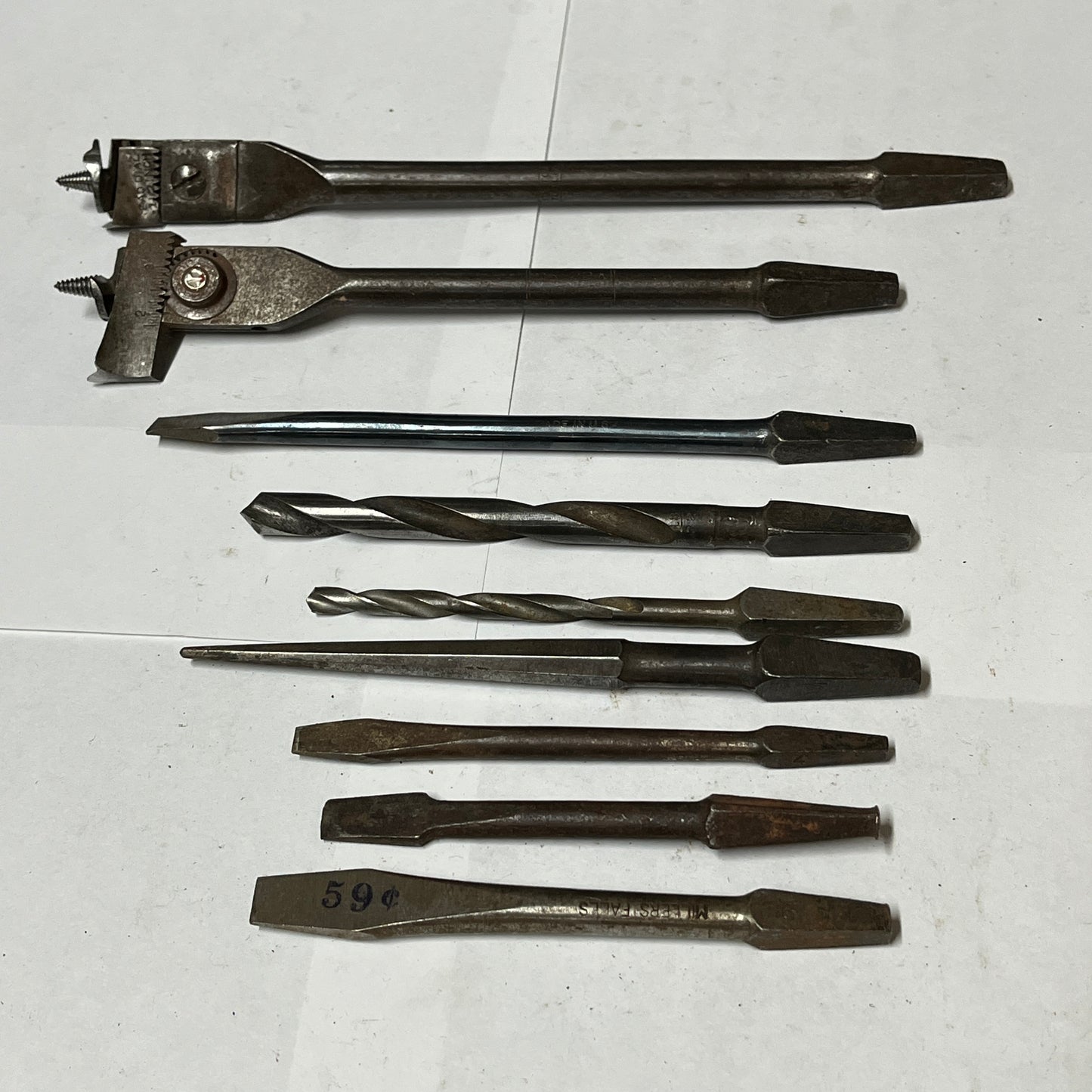 53 Vintage Auger Drill Bits, Fiiles, & Punches Lot