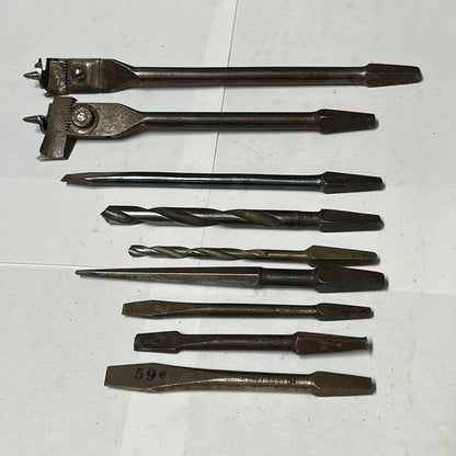 53 Vintage Auger Drill Bits, Fiiles, & Punches Lot