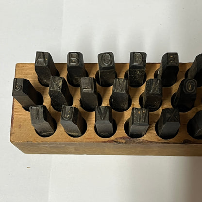 Vintage H. Boker & Co. Steel Letter Stamp Set – 19 Piece Partial Alphabet Punches with Wooden Box
