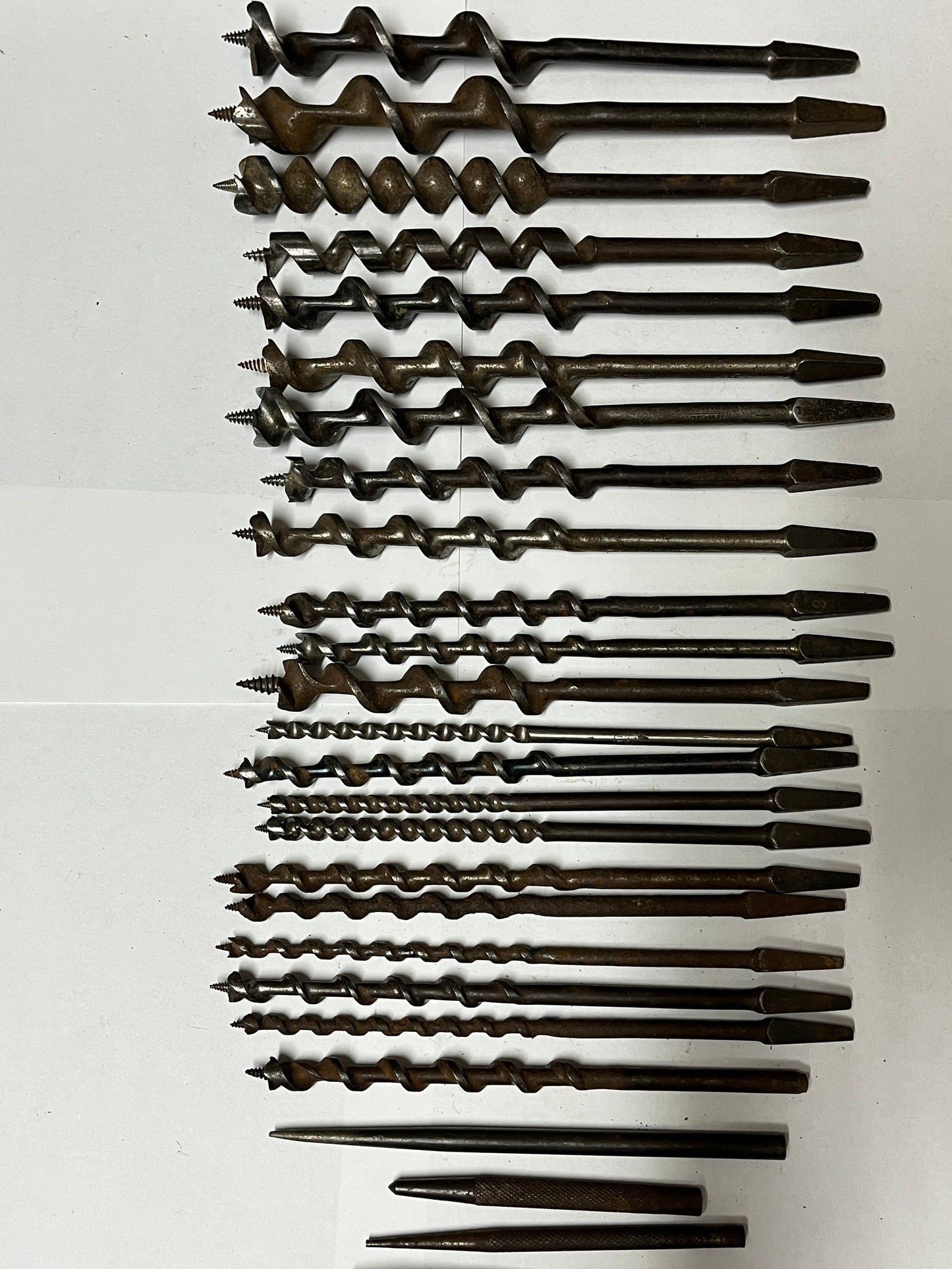 53 Vintage Auger Drill Bits, Fiiles, & Punches Lot