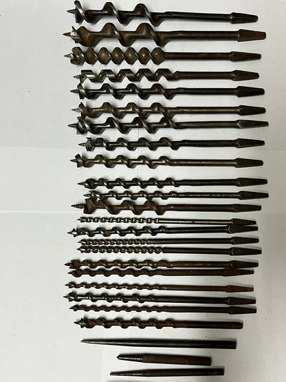 53 Vintage Auger Drill Bits, Fiiles, & Punches Lot