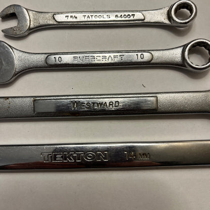 4 Metric Combination Wrenches: Tatools, Tekton, Westward, Evercraft
