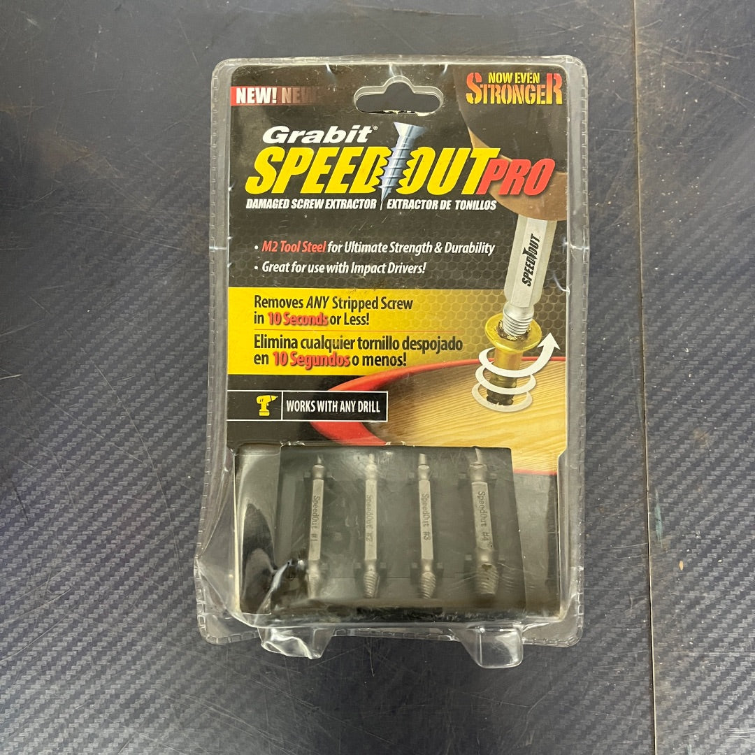 Grabit SpeedOut Pro – Damaged Screw & Bolt Extractor Set | 4-Piece Broken Fastener Removal Kit