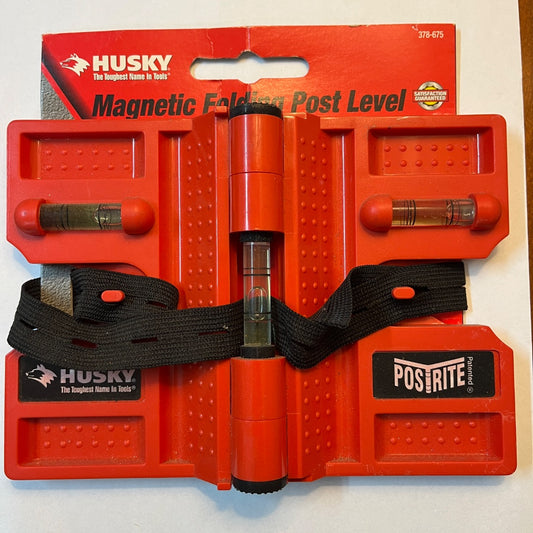 Husky Magnetic Folding Post Level – Hands-Free Tool for Posts, Pipes & Poles
