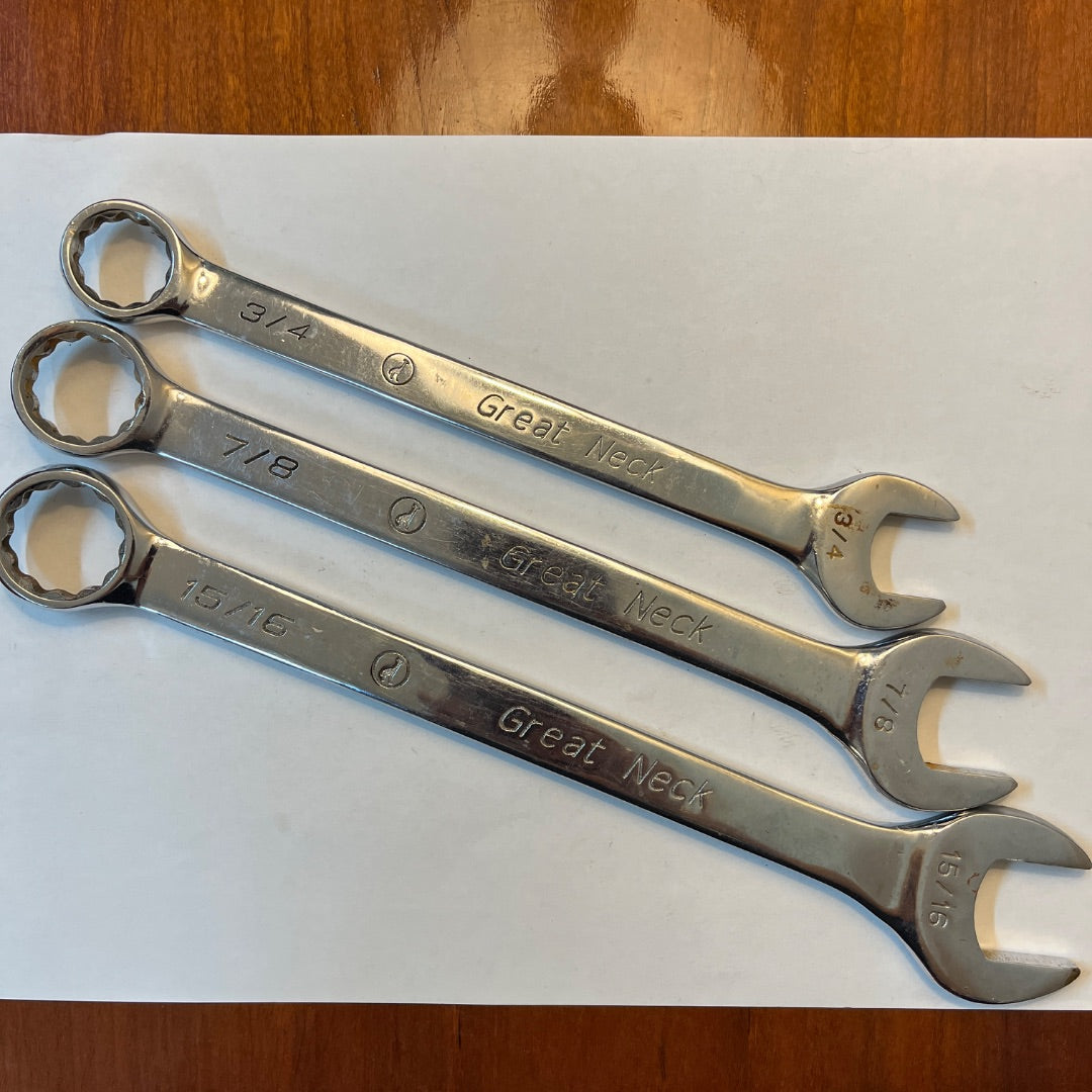 Great Neck 3-Piece Combination Wrench Set – 3/4", 7/8", and 15/16" Sizes