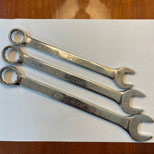 Great Neck 3-Piece Combination Wrench Set – 3/4", 7/8", and 15/16" Sizes