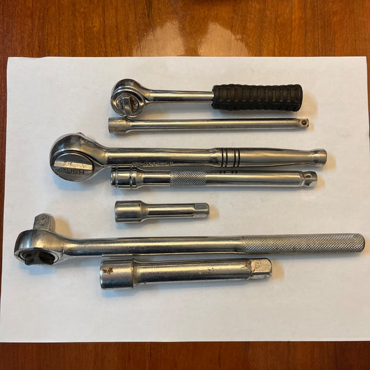 Ratchet Wrenches & Extensions Set – 1/2", 3/8", and 1/4" Drive Sizes (Generic & Autocraft)