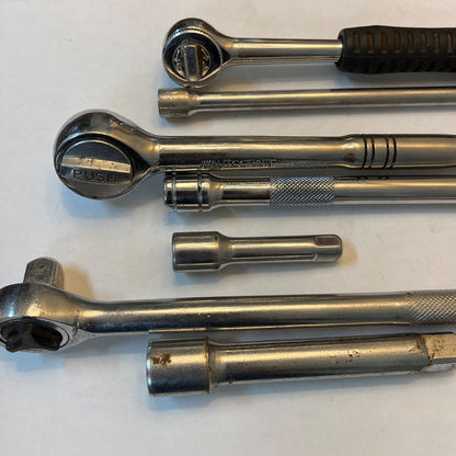 Ratchet Wrenches & Extensions Set – 1/2", 3/8", and 1/4" Drive Sizes (Generic & Autocraft)