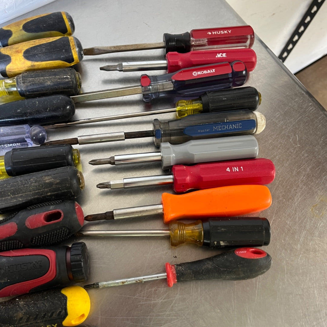 21-Piece Screwdriver Lot with Kobalt, Husky, Craftsman, and Generic Brands