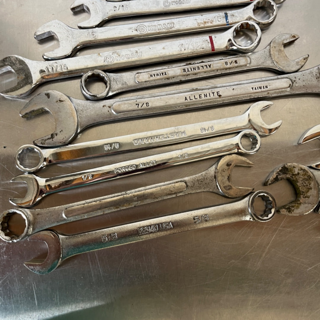 Assortment of 23 Combination Wrenches – Kobalt, Masterhand, Allenite & More