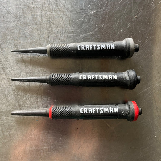 Craftsman 3-Piece Nail Punch Set – Precision Punches in 0.8 mm, 1.6 mm & 2.4 mm Sizes