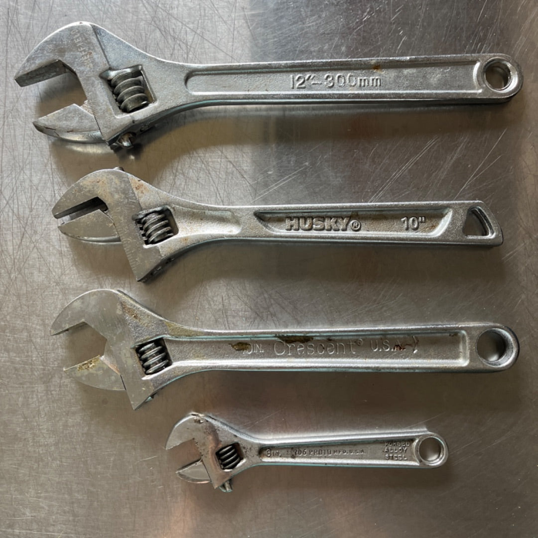 4 Adjustable Wrenches Set – Proto, Crescent USA, Husky & Generic