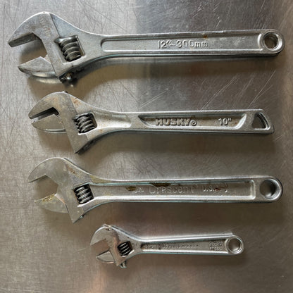 4 Adjustable Wrenches Set – Proto, Crescent USA, Husky & Generic