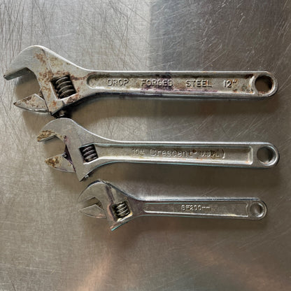 3-Piece Adjustable Wrench Set – Generic & Crescent USA (12", 10", 8")