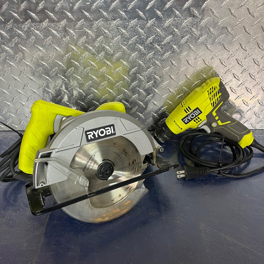 Ryobi 5.5 Amp 3/8" Corded Electric Drill and Saw – Variable Speed Power Tool