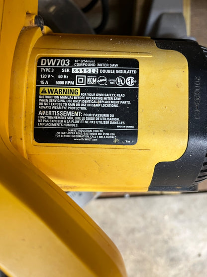 DeWalt DW703 10-Inch Compound Miter Saw – Precision Cutting Power Tool