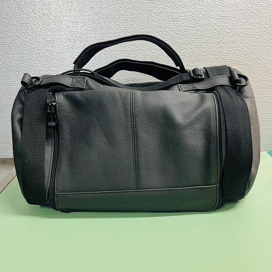 Carroll Leather Sissy Bar Bag – Black Motorcycle Travel Duffle