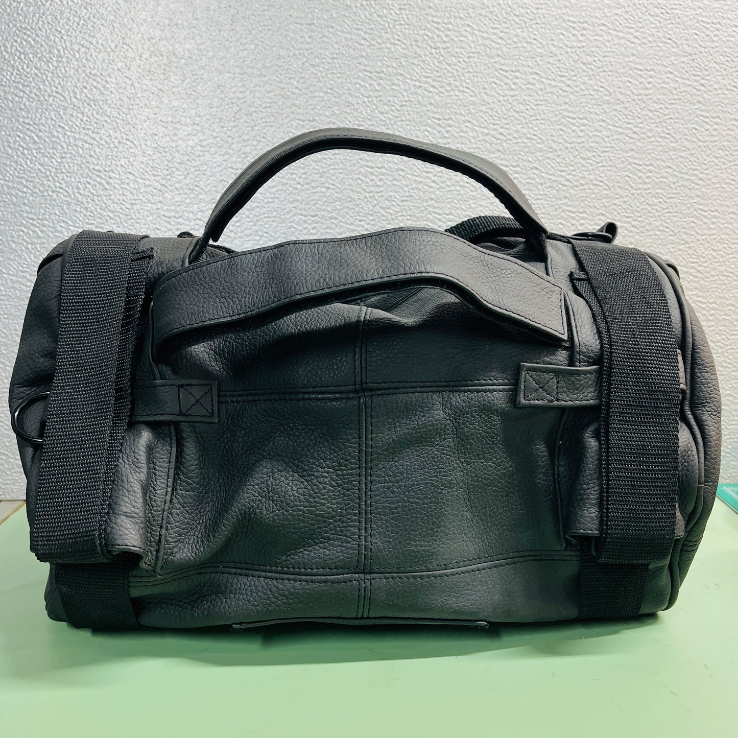Carroll Leather Sissy Bar Bag – Black Motorcycle Travel Duffle