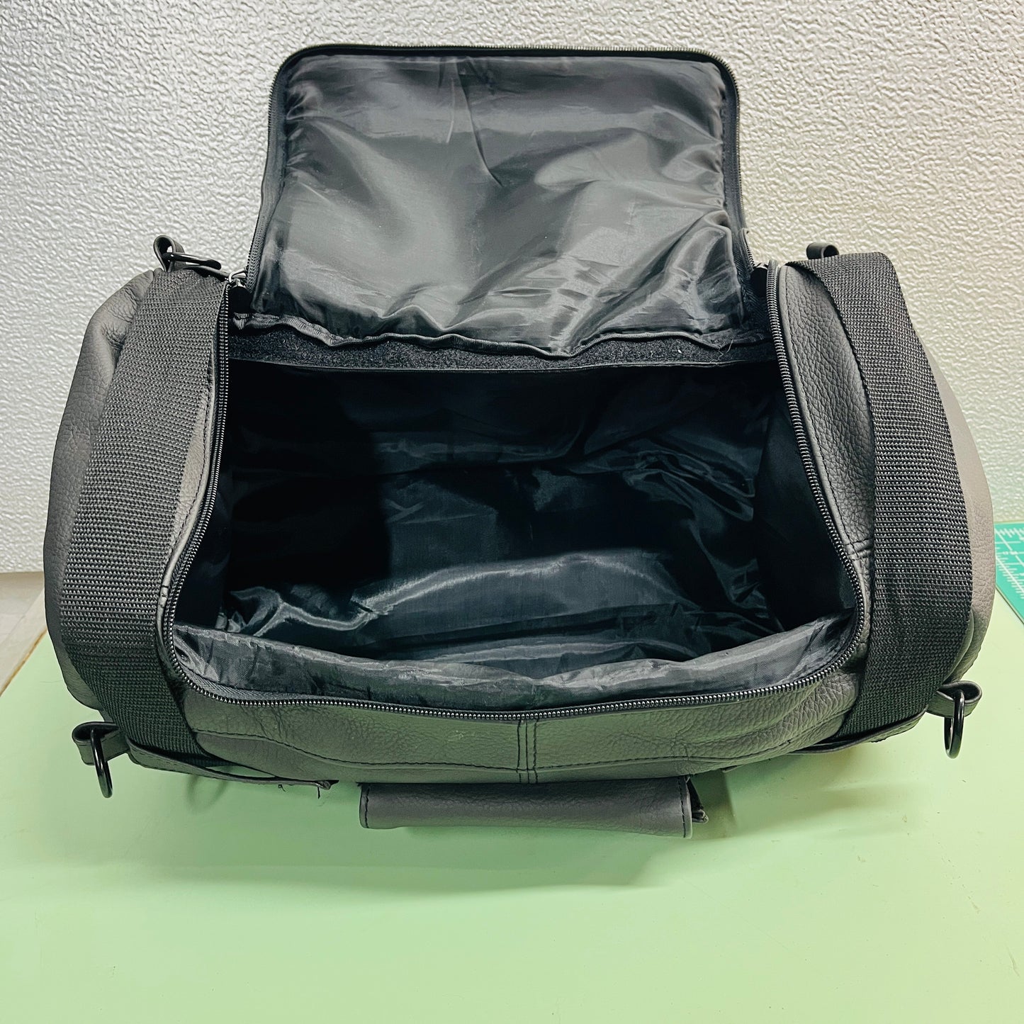 Carroll Leather Sissy Bar Bag – Black Motorcycle Travel Duffle