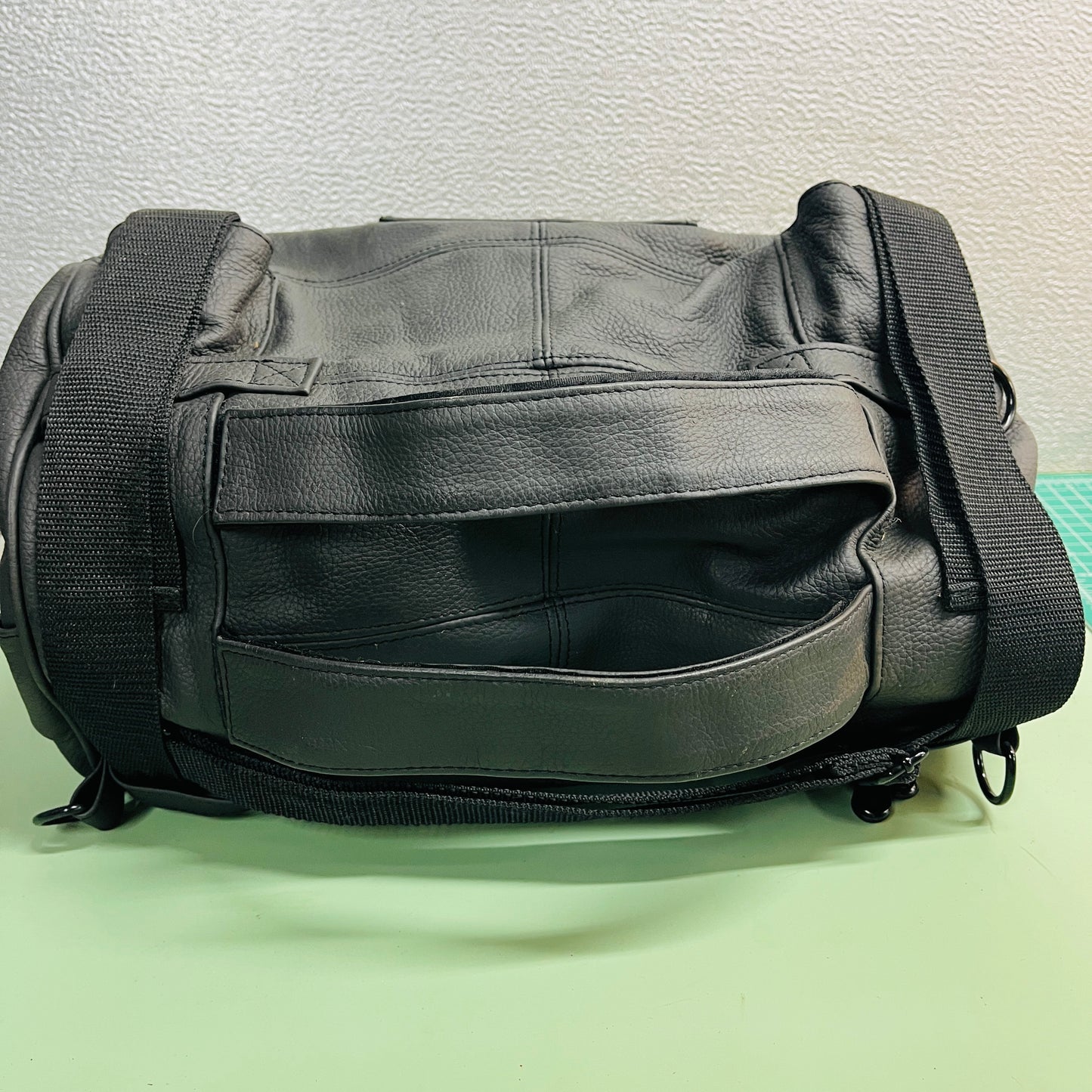 Carroll Leather Sissy Bar Bag – Black Motorcycle Travel Duffle