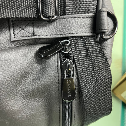 Carroll Leather Sissy Bar Bag – Black Motorcycle Travel Duffle